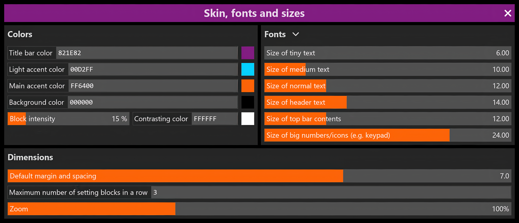 Skin, Fonts and Sizes - stereotool.info